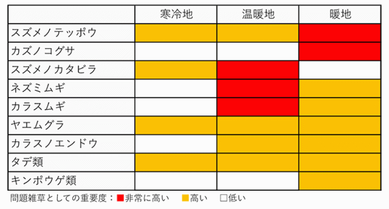 麦作での雑草発生傾向