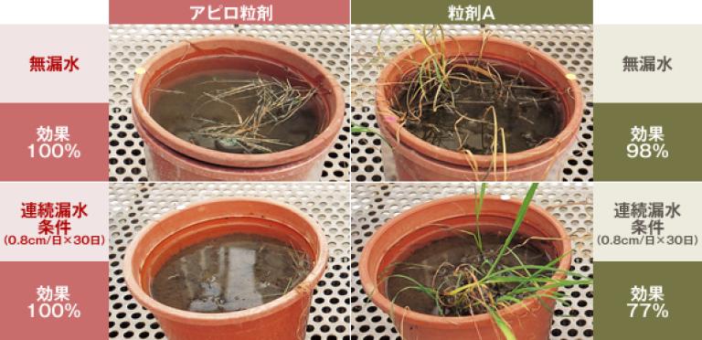 アピロ粒剤と粒剤Aの効果比較図