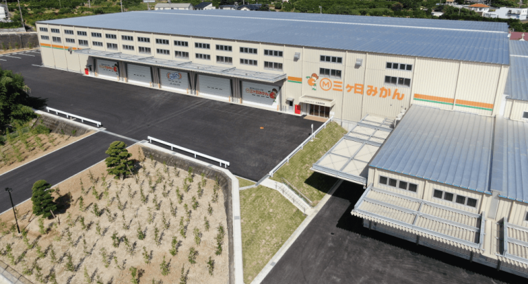 延床面積は2万2400m2と日本最大規模を誇るJAみっかびの柑橘選果場