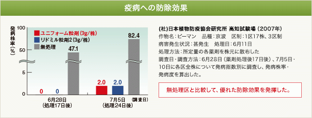 疫病への防除効果