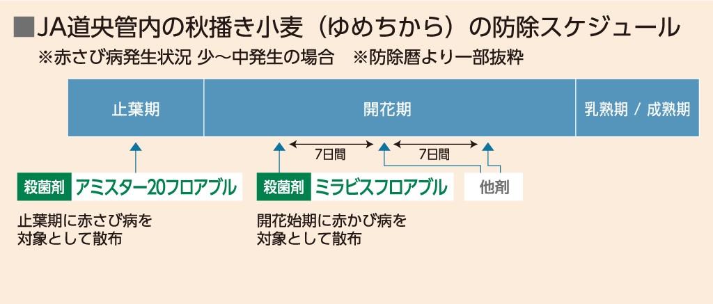 秋播き小麦の（ゆめちから）の防除スケジュール