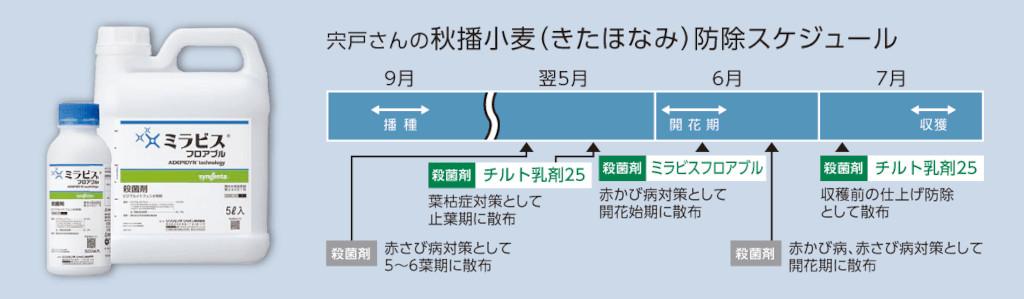 ミラビスフロアブル・チルト乳剤25を使った秋播小麦の防除スケジュール